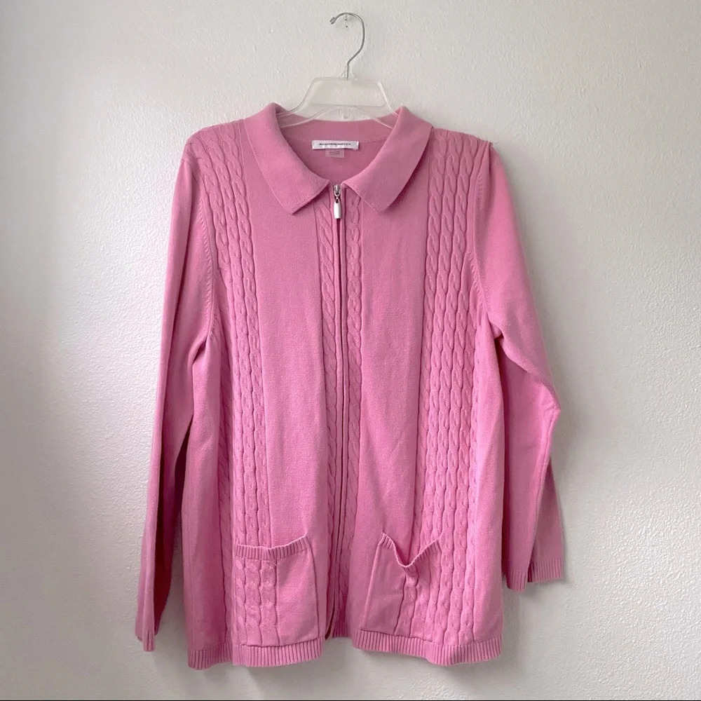032. Allison Daley Pink Zip Collared Sweater